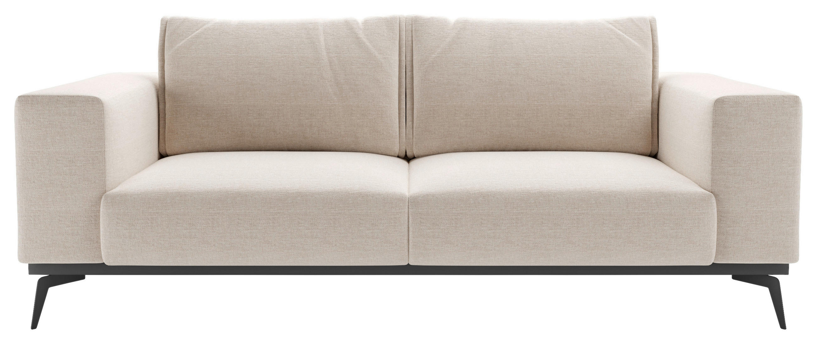 2-SITZER-SOFA beflockt Creme  - Creme/Schwarz, Design, Holz/Textil (250/87/95cm) - MID.YOU