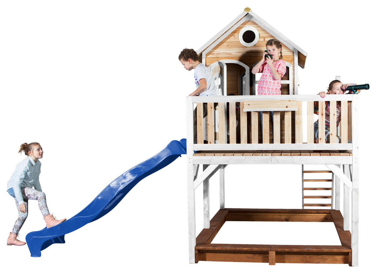 SPIELTURM 377/291/255 cm  - Blau/Weiss, Konventionell, Holz (377/291/255cm)