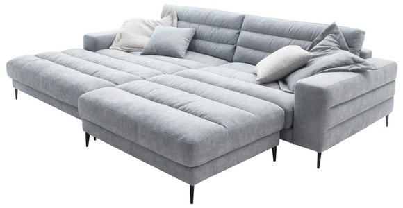 ECKSOFA Hellblau Flachgewebe  - Schwarz/Hellblau, Design, Textil/Metall (207/296cm) - Dieter Knoll