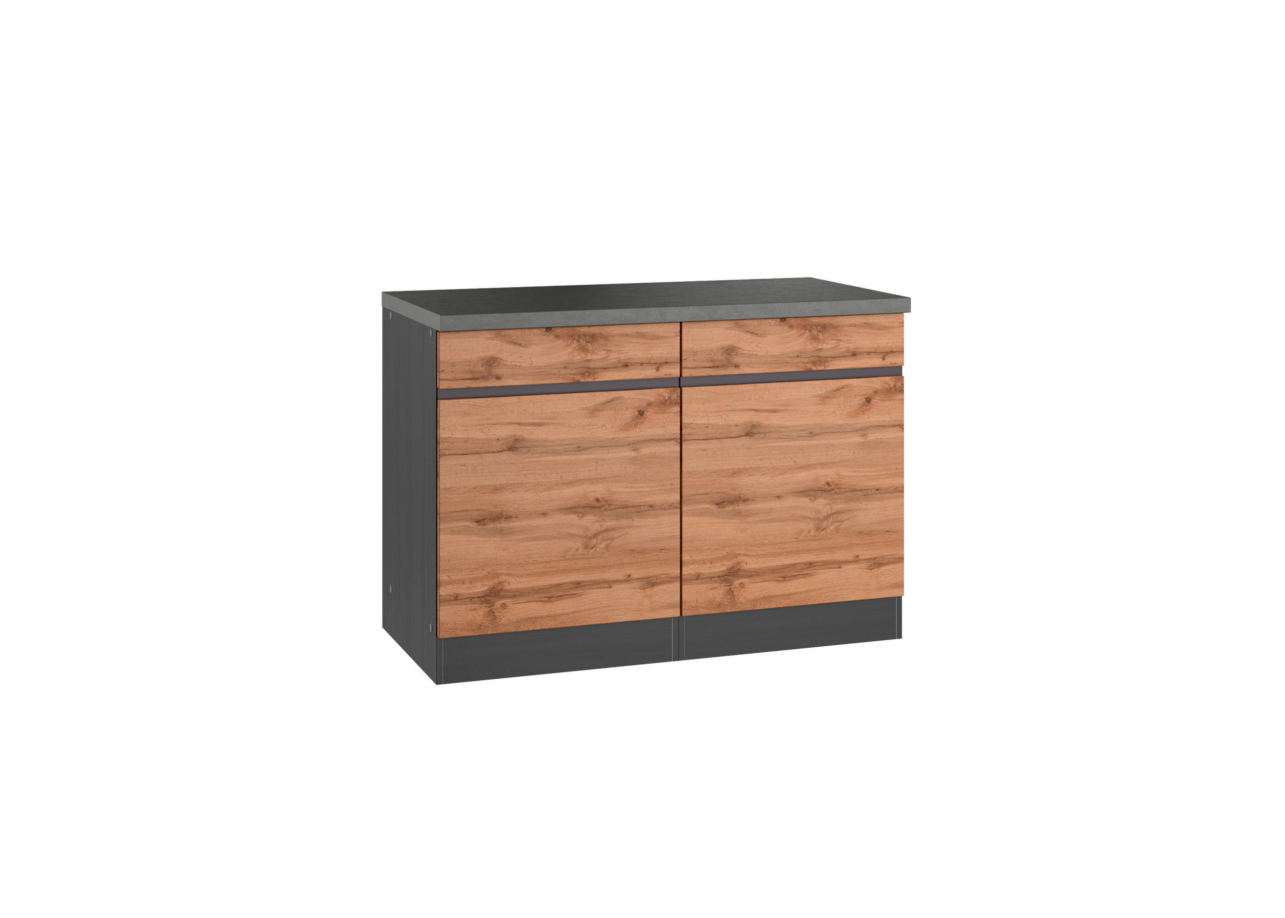 KÜCHENUNTERSCHRANK 120/86/60 cm  in Graphitfarben, Eiche Wotan  - Eiche Wotan/Graphitfarben, Design, Holzwerkstoff (120/86/60cm) - Held
