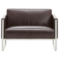 2-SITZER-SOFA Lederlook Dunkelbraun  - Dunkelbraun/Grau, MODERN, Textil/Metall (111/78/71cm) - MID.YOU