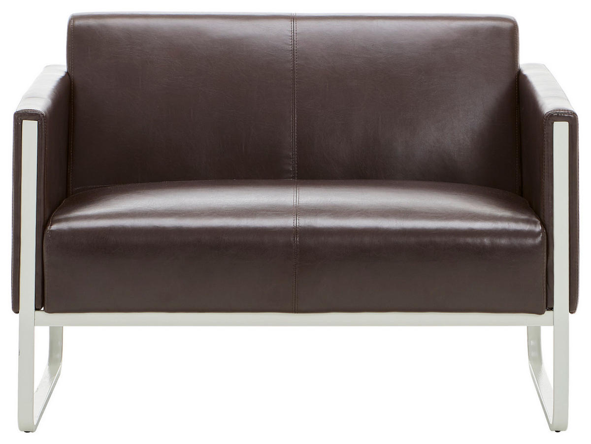 2-SITZER-SOFA Lederlook Dunkelbraun  - Dunkelbraun/Grau, MODERN, Textil/Metall (111/78/71cm) - MID.YOU