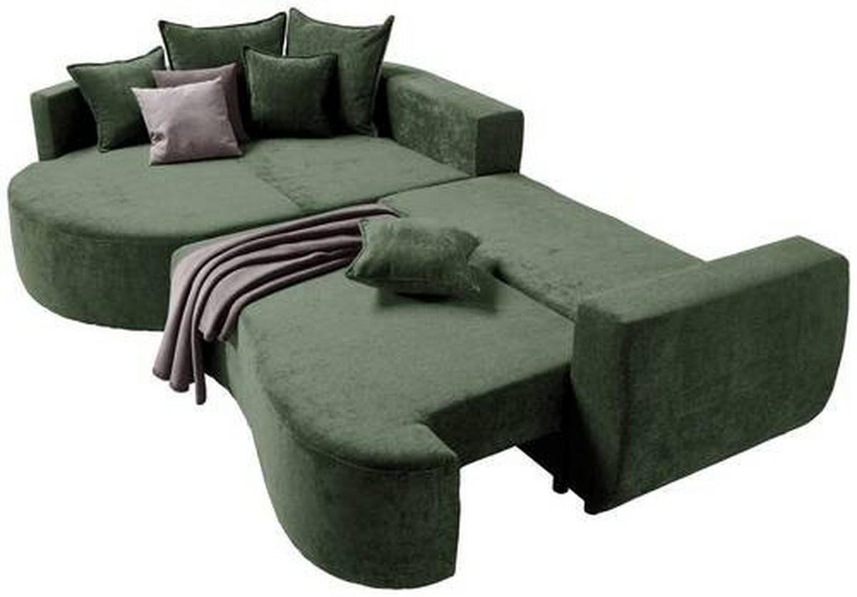 ECKSOFA in Chenille Dunkelgrün  - Dunkelgrün/Schwarz, Design, Kunststoff/Textil (194/307cm) - Carryhome