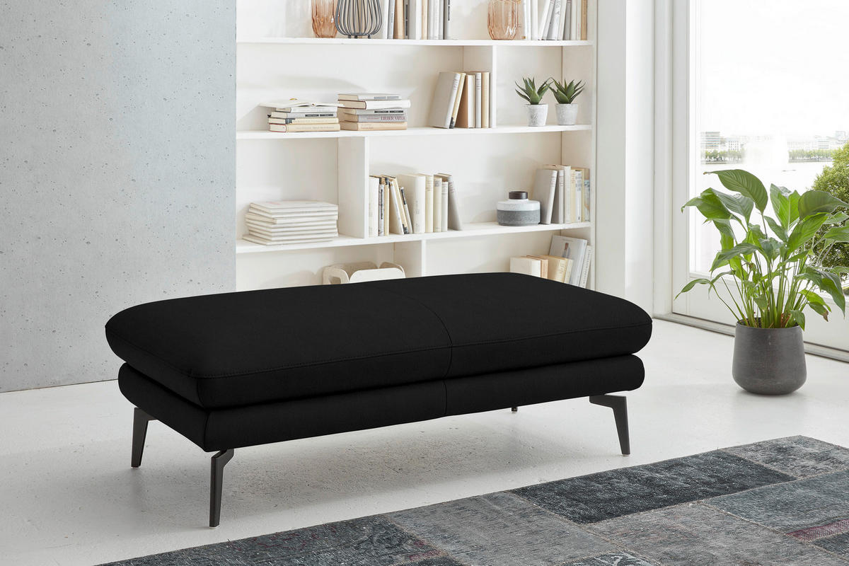 2,5-SITZER in Echtleder Schwarz  - Schwarz, Design, Leder/Metall (196/86/104cm) - Dieter Knoll