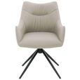 ARMLEHNSTUHL  Sitzfläche 360° drehbar, automatische Rückholfunktion  Echtleder  - Beige/Schwarz, Design, Leder/Metall (57/86,5/61,5cm) - Novel