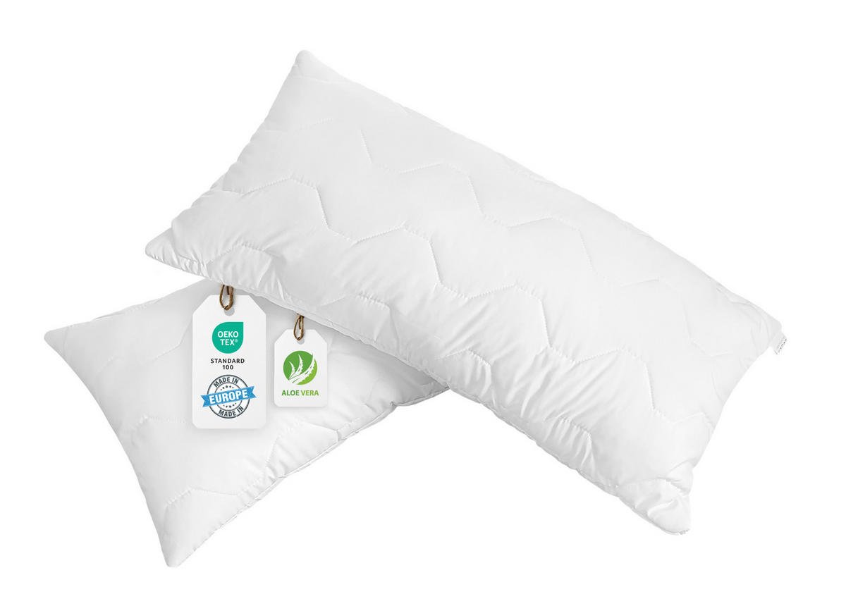 KOPFKISSEN  2ER PACK  40/80 cm       - Weiß, Basics, Textil (40/80cm)