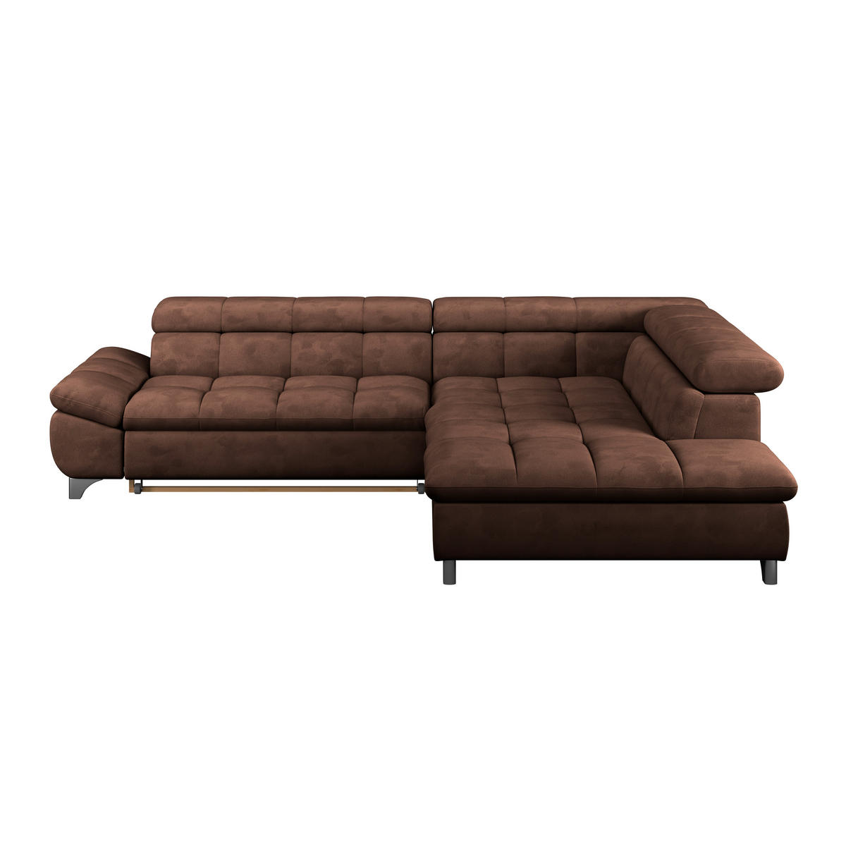 ECKSOFA Braun Chenille  - Chromfarben/Braun, KONVENTIONELL, Textil/Metall (312/234cm) - Livetastic