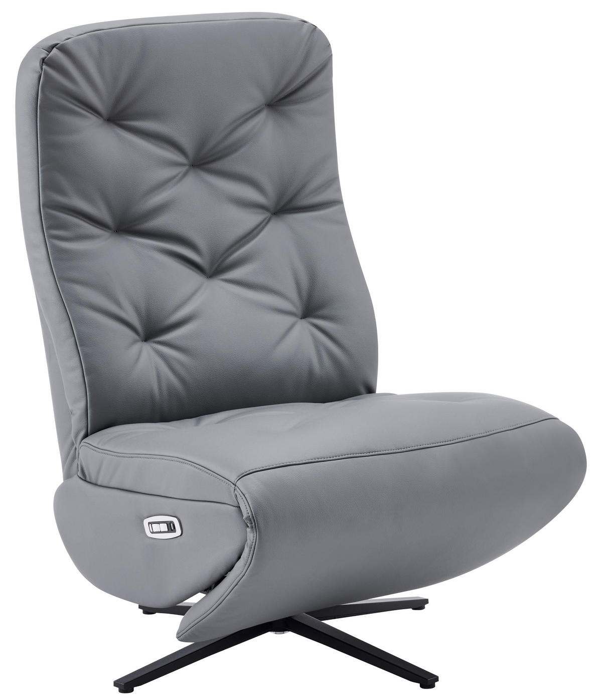 RELAXSESSEL NORA Lederlook, Mikrofaser    - Schwarz/Grau, Design, Textil/Metall (68/113/84cm) - Livetastic