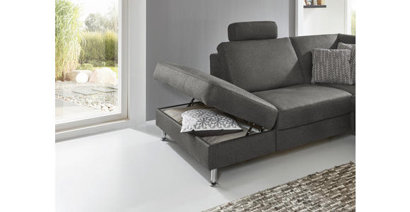 ECKSOFA in Mikrofaser Grau  - Alufarben/Grau, Design, Textil/Metall (242/275cm) - Dieter Knoll