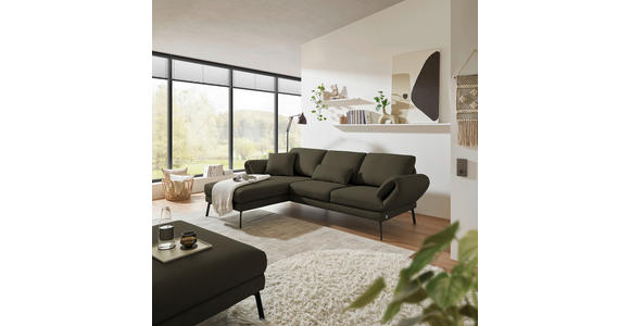 ECKSOFA  in Flachgewebe Dunkelgrün  175-224/255-365 cm  - Dunkelgrün/Schwarz, Design, Textil/Metall (175-224/255-365cm) - Dieter Knoll