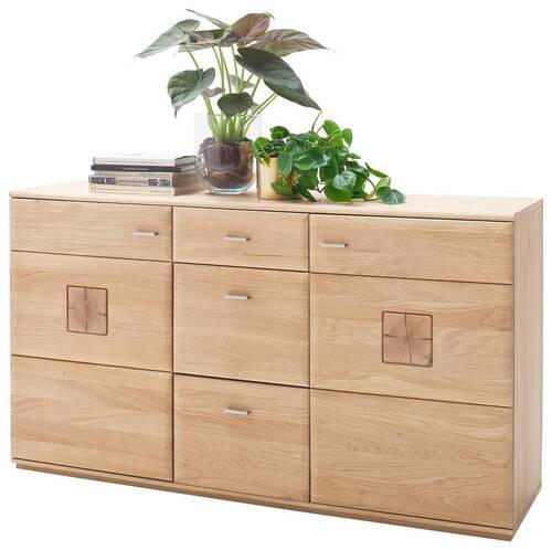 SIDEBOARD 165/92/44 cm - nickelfärgad/ekfärgad, Design, metall/trämaterial (165/92/44cm) - Livetastic