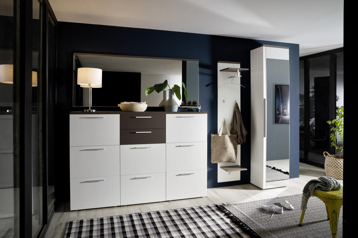 HOCHSCHRANK 50/233/35 cm  - Weiss/Silberfarben, Design, Holzwerkstoff/Kunststoff (50/233/35cm) - Moderano