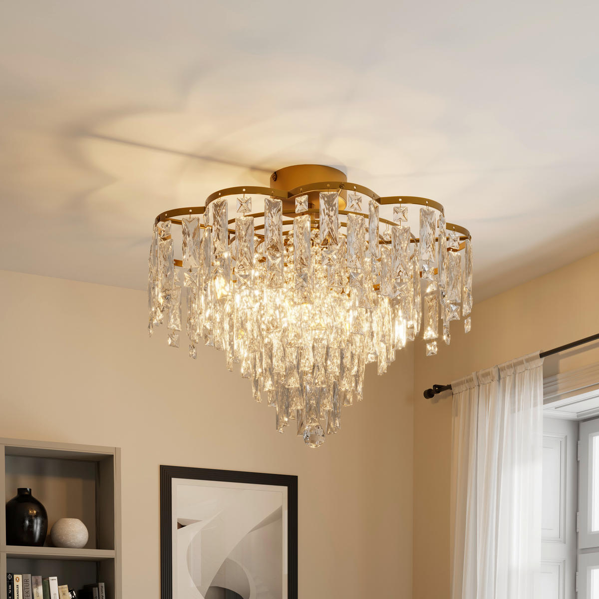 DECKENLEUCHTE Aurelie 50/41 cm   - Klar/Goldfarben, Design, Glas/Metall (50/41cm) - Glandor