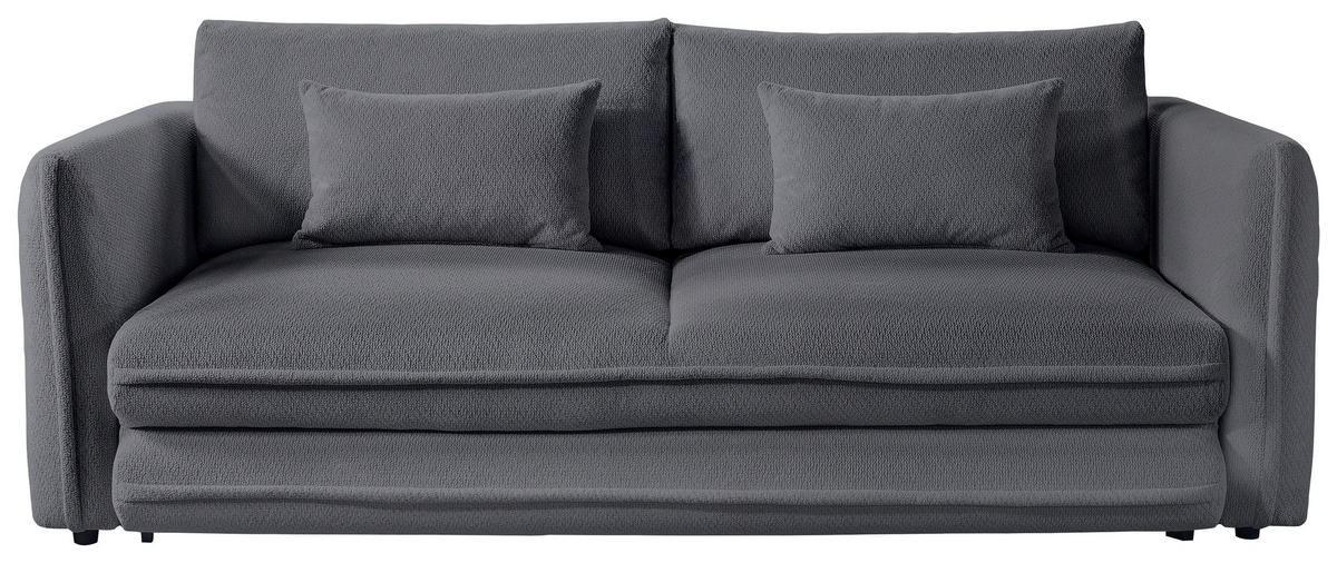 SCHLAFSOFA  mit Liegefunktion, Rücken echt Struktur Dunkelgrau  - Dunkelgrau/Schwarz, KONVENTIONELL, Kunststoff/Textil (237/94/117cm) - Carryhome