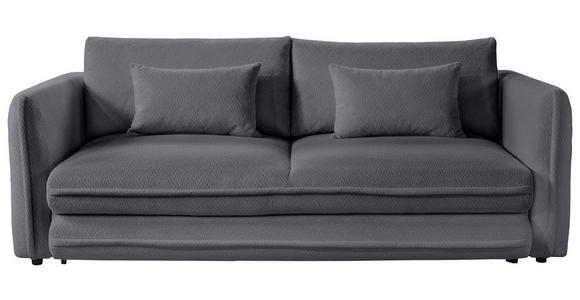SCHLAFSOFA Struktur Dunkelgrau Zierkissen, Rückenkissen, Bettkasten, Schlaffunktion, Rücken echt, Liegefläche im Originalstoff  - Dunkelgrau/Schwarz, KONVENTIONELL, Kunststoff/Textil (237/94/117cm) - Carryhome
