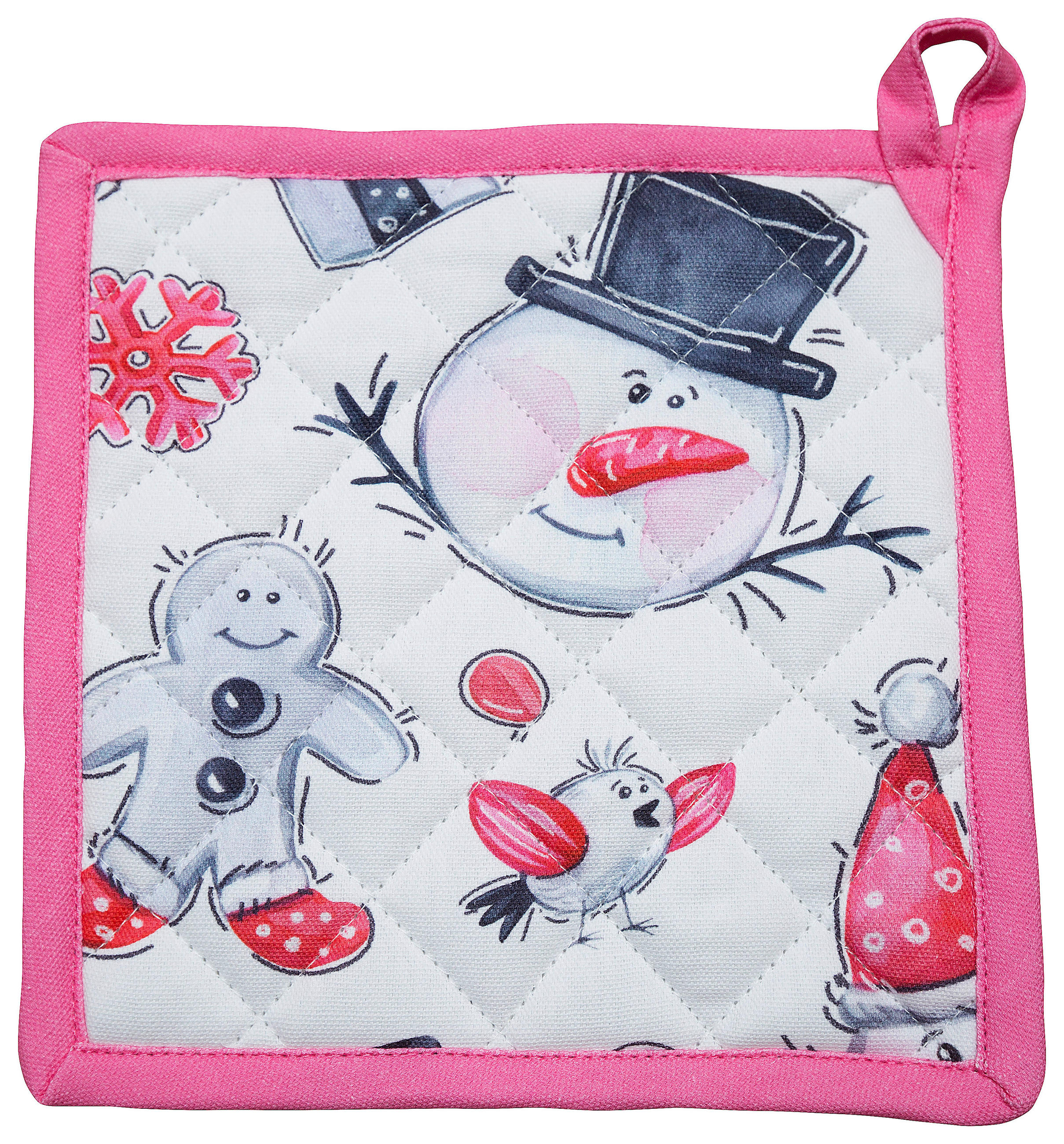 DRŽAČ ZA LONAC višebojna, ružičasta, crna, bela  - ružičasta/bela, Osnovno, tekstil (20/20cm) - X-Mas