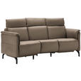 TRAPEZSOFA in Mikrofaser Taupe  - Taupe/Schwarz, KONVENTIONELL, Textil/Metall (221/103/95cm) - Dieter Knoll