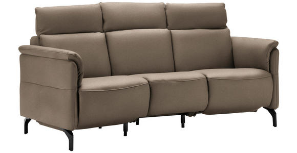 TRAPEZSOFA in Mikrofaser Taupe  - Taupe/Schwarz, KONVENTIONELL, Textil/Metall (221/103/95cm) - Dieter Knoll