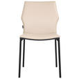 STUHL Echtleder Taupe  - Taupe/Schwarz, Design, Leder/Metall (48/85/57,5cm) - Novel