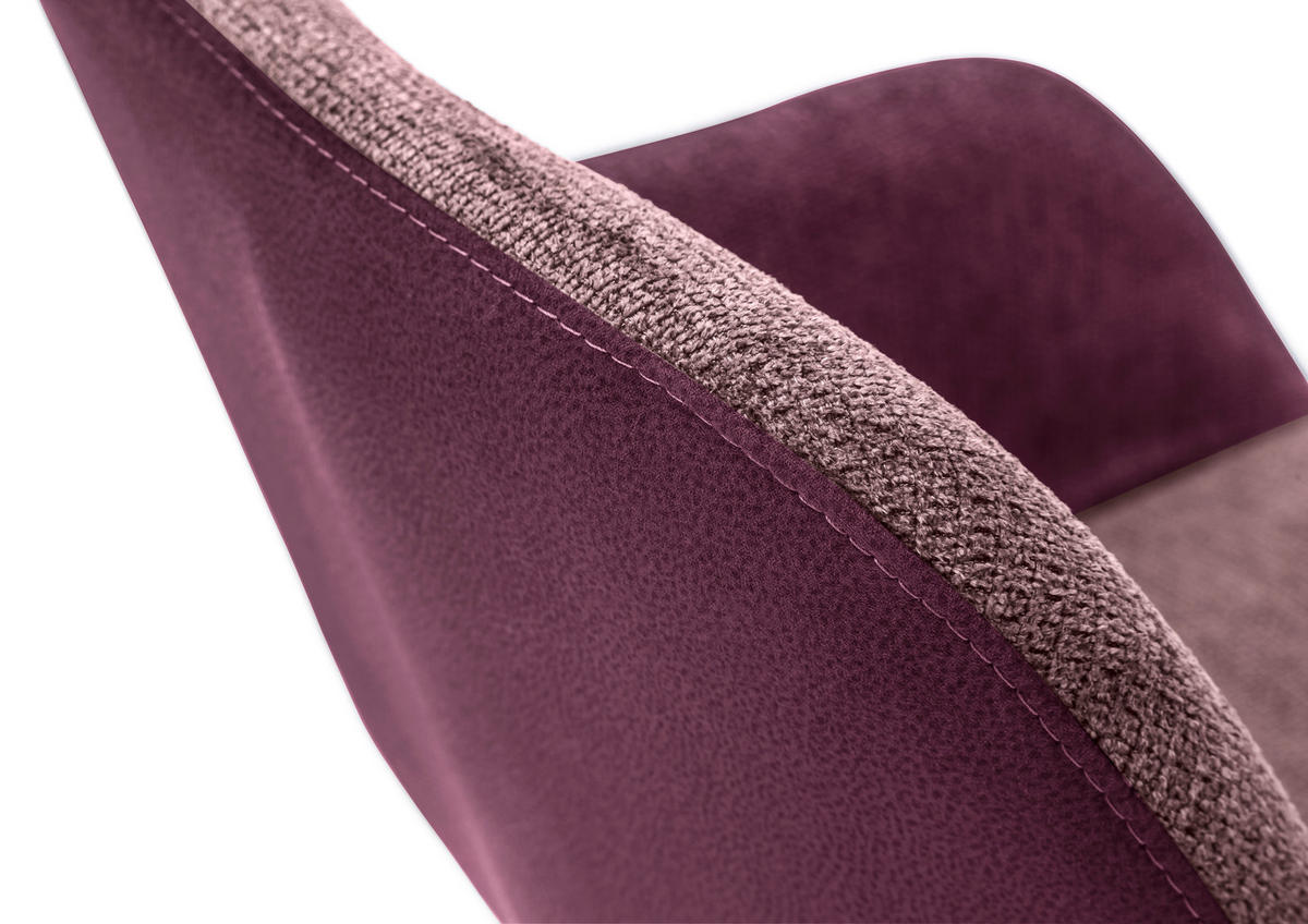 ARMLEHNSTUHL  Stoffauswahl, Typenauswahl, inklusive Armlehnen, abwischbar, Sitzfläche 180° drehbar Flachgewebe, Mikrofaser  - Bordeaux/Schwarz, Design, Holz/Textil (56/86/64cm) - Lomoco