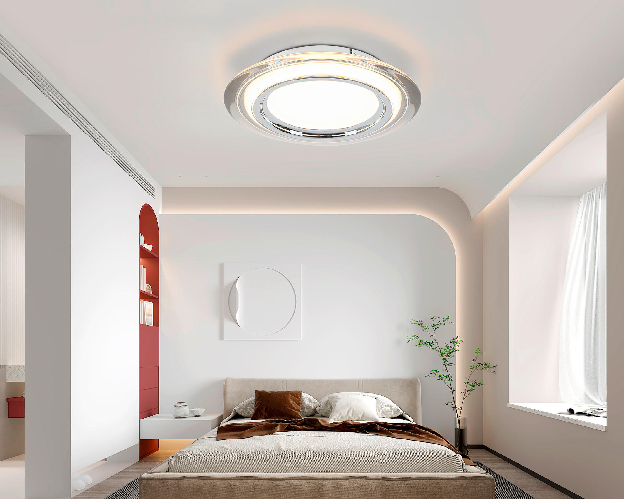 LED-DECKENLEUCHTE Macon 35/6 cm   - Chromfarben/Transparent, Design, Kunststoff/Metall (35/6cm) - Novel