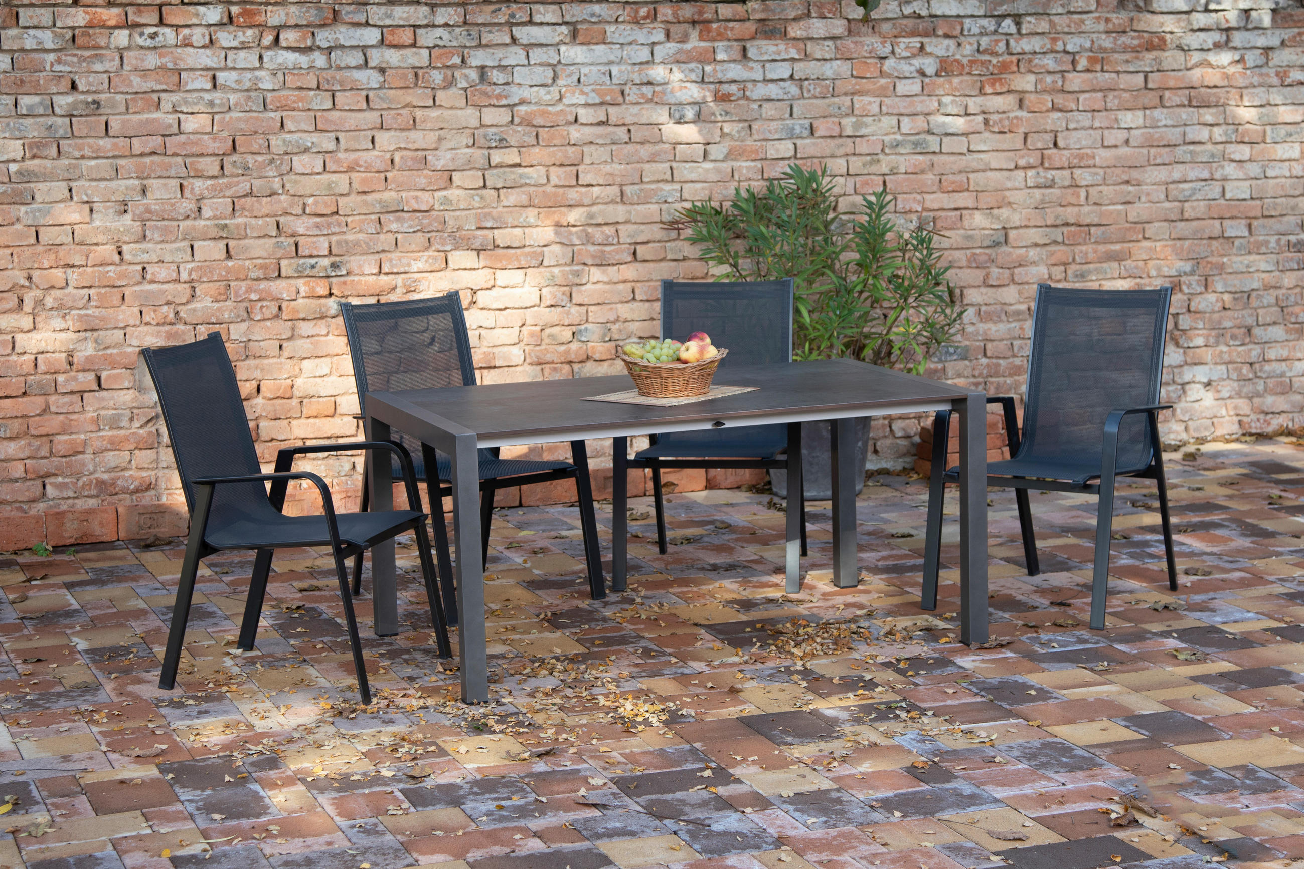 GARTENSET beschichtet Aluminium  - Schieferfarben/Anthrazit, Basics, Textil/Metall (160+60/98/72cm) - Acamp