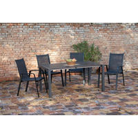 GARTENSET beschichtet Aluminium  - Schieferfarben/Anthrazit, Basics, Textil/Metall (160+60/98/72cm) - Acamp