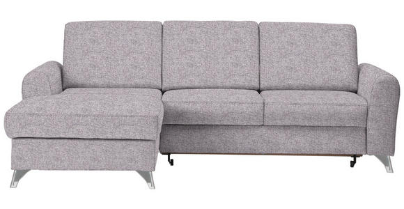ECKSOFA in Flachgewebe Grau, Flieder 167/244 cm - Silberfarben/Flieder, Design, Textil/Metall (167/244cm) - Cantus