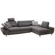 ECKSOFA Grau Webstoff  - Chromfarben/Grau, Design, Textil/Metall (310/203cm) - Xora