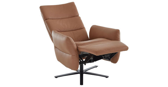 RELAXSESSEL in Leder Haselnussfarben  - Schwarz/Haselnussfarben, Design, Leder/Metall (70/122/85cm) - Dieter Knoll