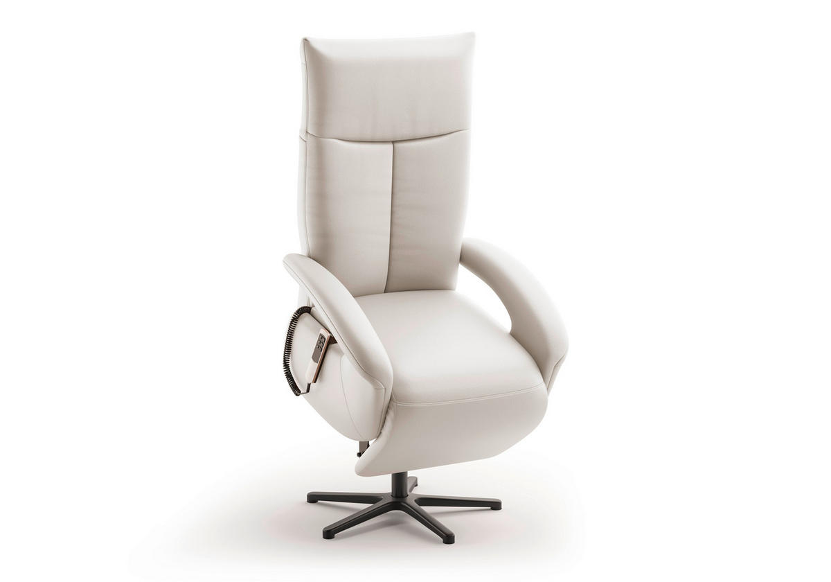 SESSEL in Echtleder Weiß  - Schwarz/Weiß, KONVENTIONELL, Leder/Metall (74/112/82cm) - Sit & More