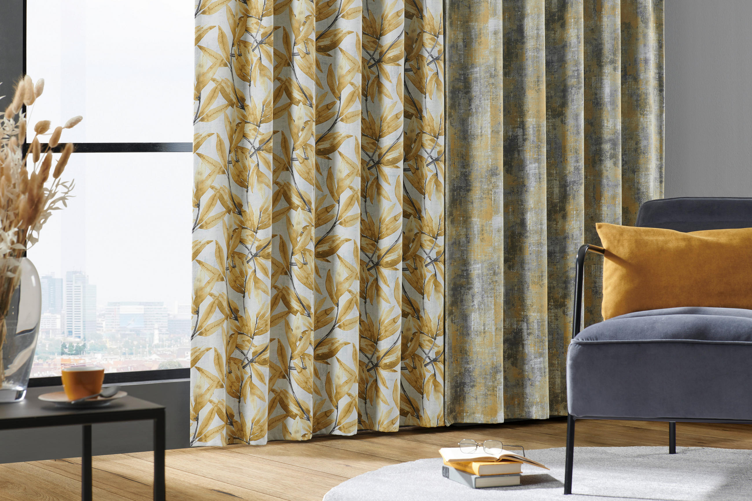 HOTOVÝ ZÁVES, black-out (neprepúšťa svetlo), 140/245 cm - žltá, Konventionell, textil (140/245cm) - Esposa
