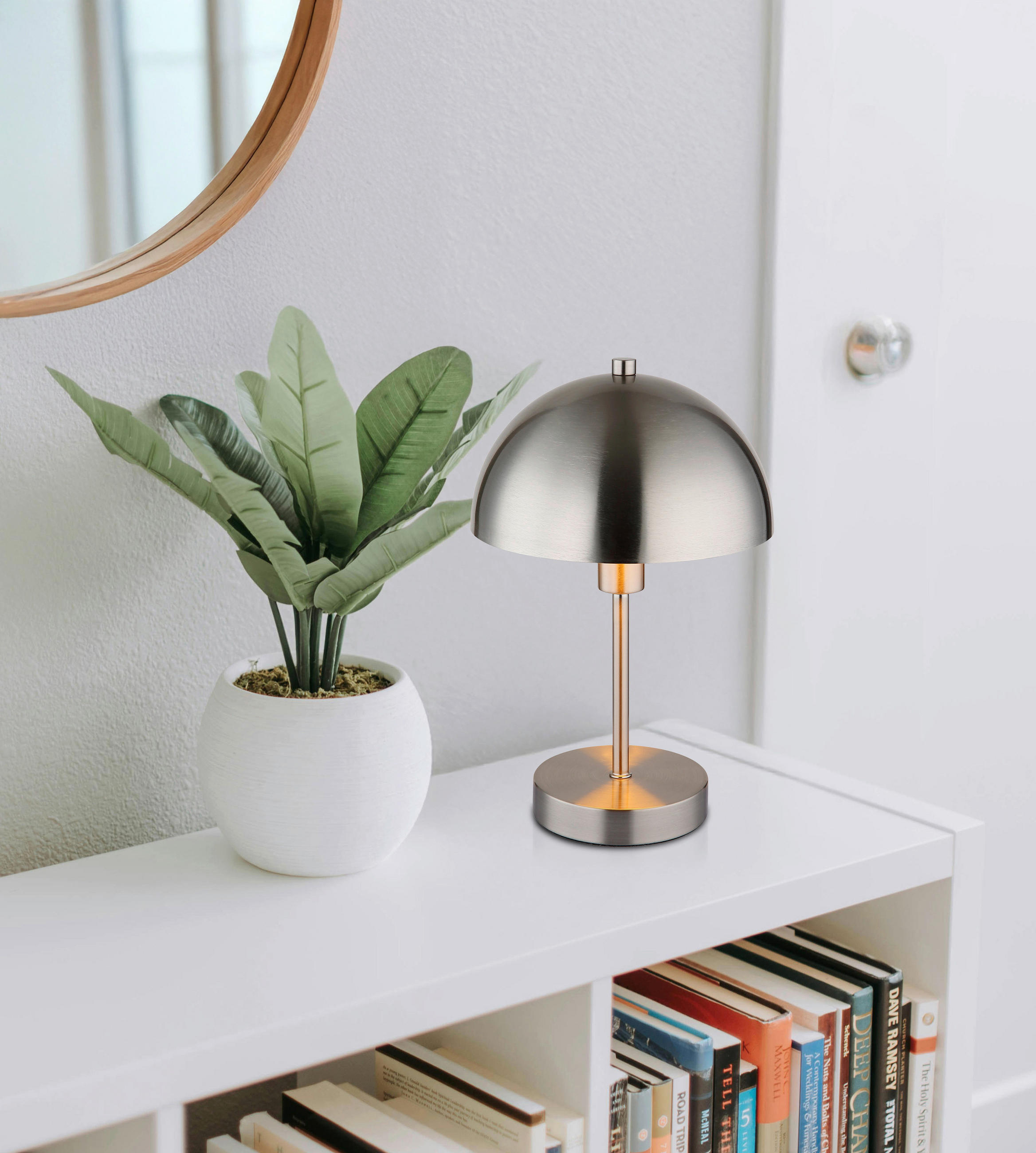 TISCHLEUCHTE 20/31 cm   - Transparent/Nickelfarben, Design, Kunststoff/Metall (20/31cm) - Globo