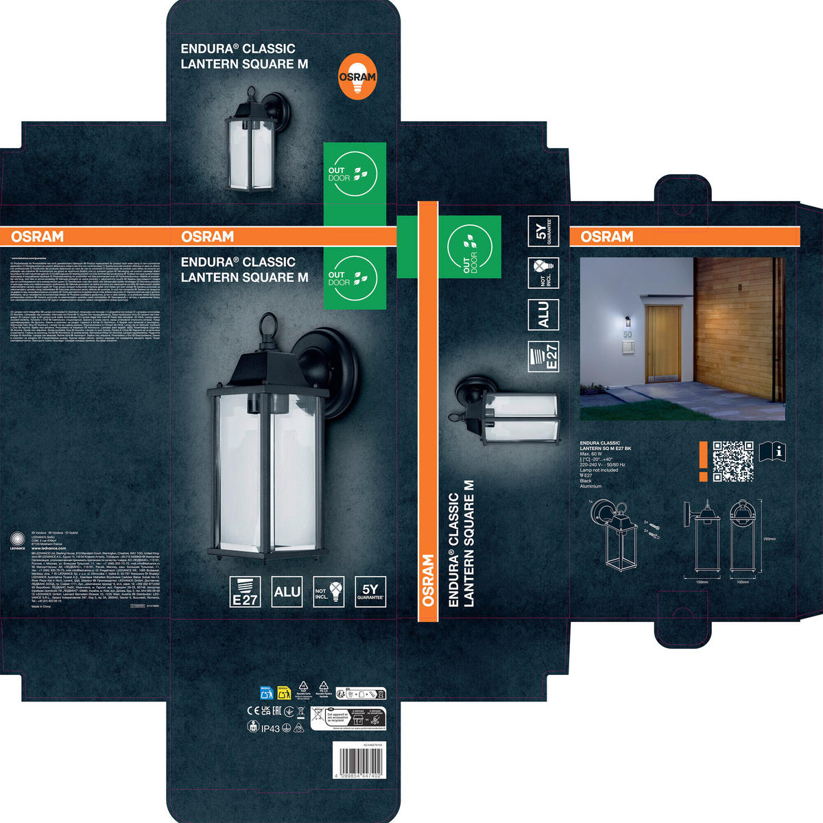 AUßENLEUCHTE 10,5/15/29,3 cm   - Schwarz, Basics, Metall (10,5/15/29,3cm) - Osram