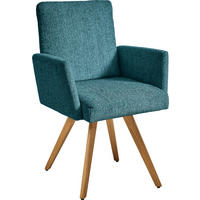 ARMLEHNSTUHL  in Chenille  - Eichefarben/Hellblau, Design, Holz/Textil (56/92/60cm) - Dieter Knoll