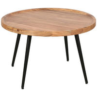 COUCHTISCH Akazie vollmassiv rund Akaziefarben  - Schwarz/Akaziefarben, Design, Holz/Metall (75/47,5cm) - Livetastic