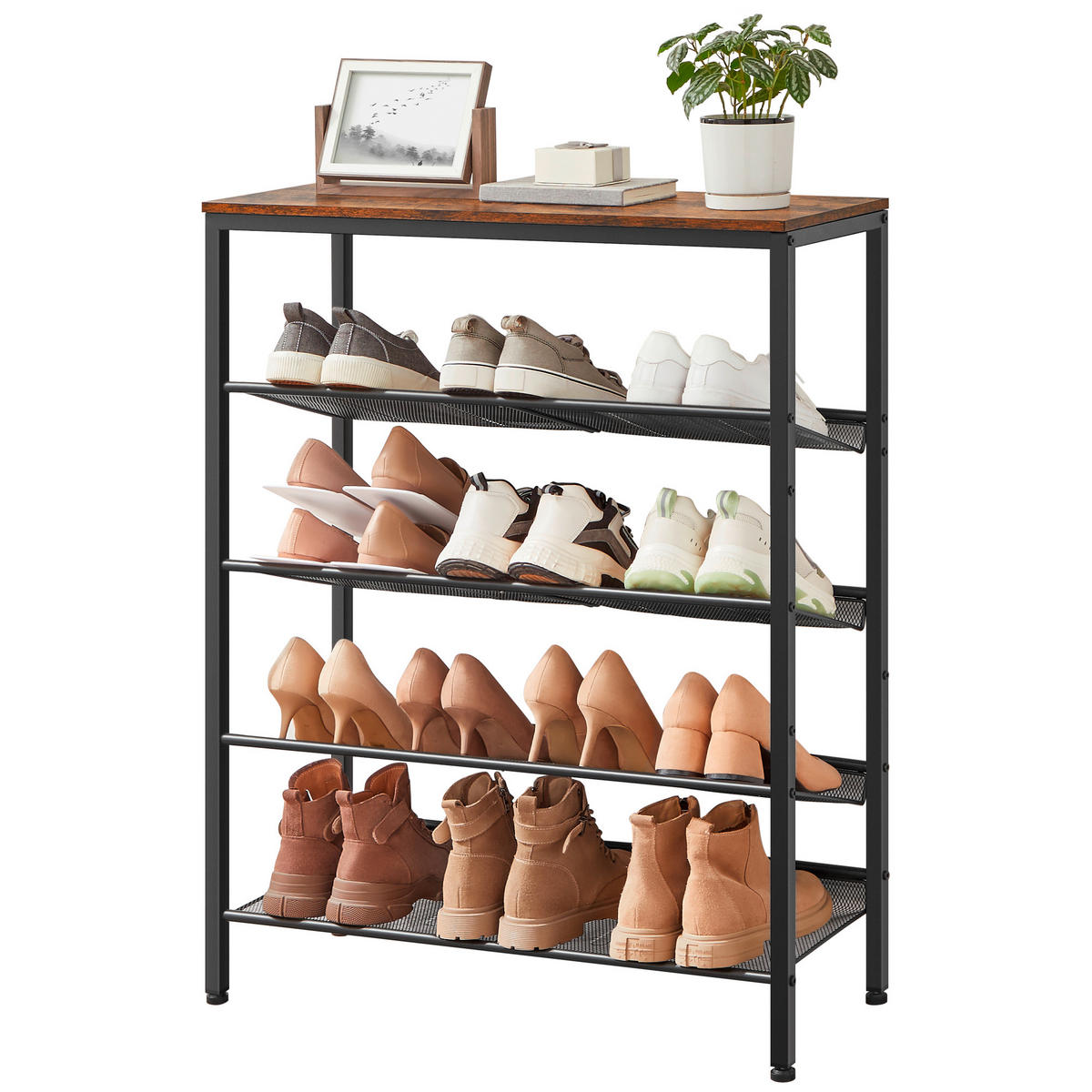 SCHUHREGAL Braun, Schwarz  - Schwarz/Braun, Trend, Holzwerkstoff/Metall (75/93/28cm) - Boxxx