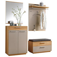 GARDEROBE 5-teilig  in 170/195/40 cm  - Taupe/Eichefarben, Design, Glas/Holz (170/195/40cm)