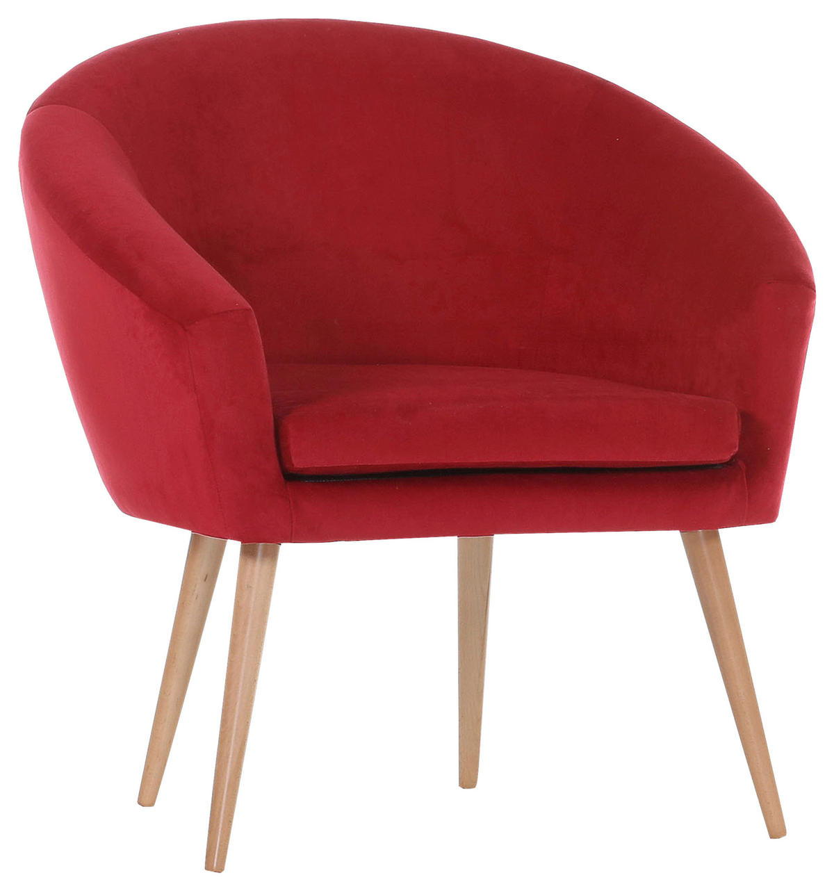 FOTELJA 73/73/66 cm , crvena  - prirodna boja/crvena, Dizajnerski, tekstil/drvo (73/73/66cm) - Carryhome