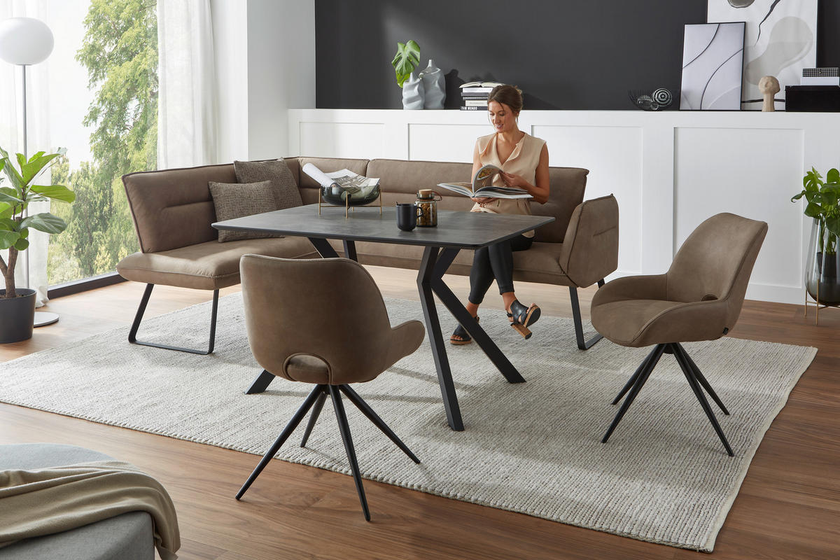 ESSTISCH rechteckig Grau, Schwarz  - Schwarz/Grau, Design, Kunststoff/Metall (130/90/76cm) - Dieter Knoll