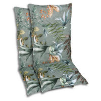 SESSELAUFLAGENSET Blätter  - Blaugrau/Braun, Basics, Textil (50/7/120cm)