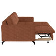 ECKSOFA in Flachgewebe, Leinenoptik Cognac  - Cognac/Schwarz, Design, Textil/Metall (242/170cm) - Xora