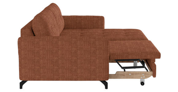 ECKSOFA in Flachgewebe, Leinenoptik Cognac  - Cognac/Schwarz, Design, Textil/Metall (242/170cm) - Xora