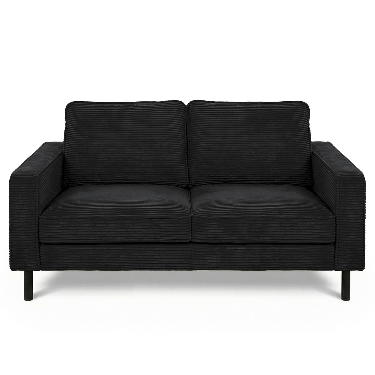 2-SITZER-SOFA  in Cord Schwarz Modern  - Schwarz, Design, Textil/Metall (148/85/92cm) - Livetastic