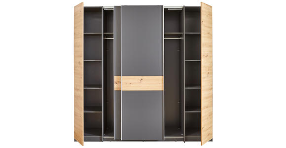 KLEIDERSCHRANK  in Graphitfarben, Eiche Artisan  - Silberfarben/Graphitfarben, KONVENTIONELL, Holzwerkstoff/Kunststoff (215/211/60cm) - Carryhome