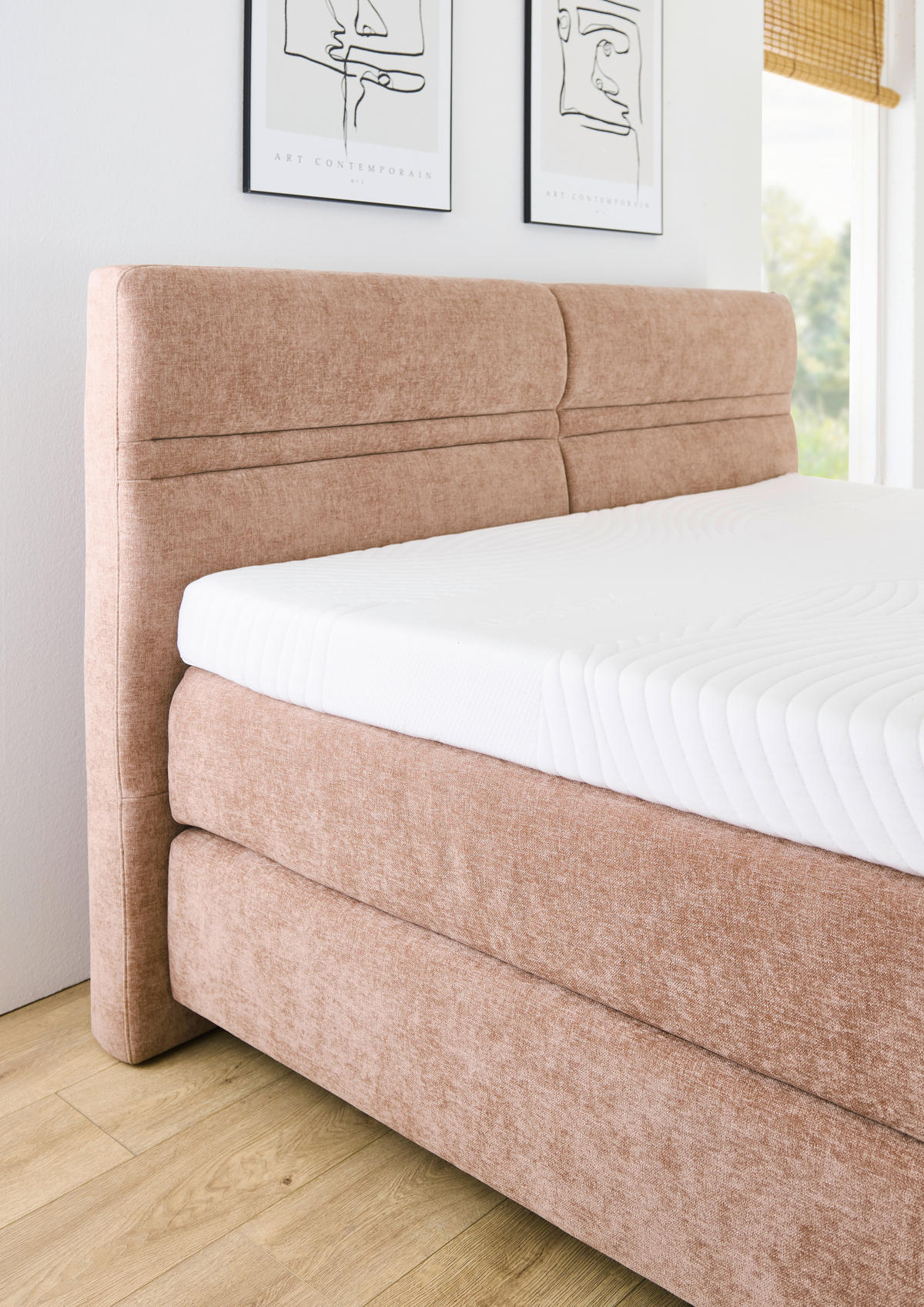 BOXSPRINGBETT 180/200 cm,  in Rotbraun, gepolstertes Kopfteil, Topper, Matratzen, H2 + H3 = mittel + fest  - Rotbraun/Schwarz, MODERN, Holzwerkstoff/Textil (180/200cm) - Hukla