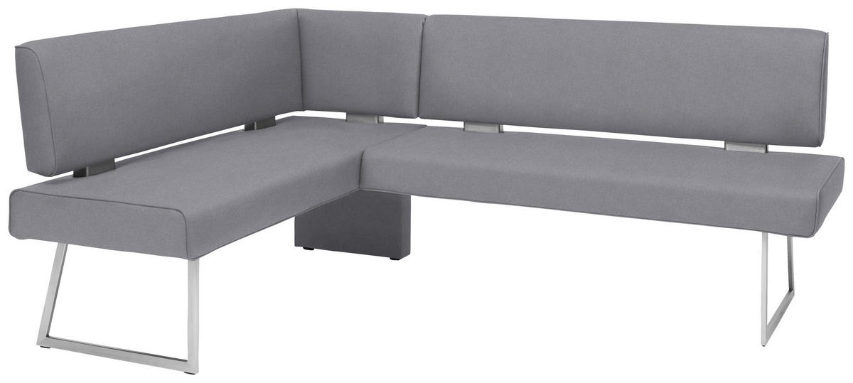 ECKBANK 137/196 cm  in Edelstahlfarben, Graublau  - Edelstahlfarben/Graublau, Design, Textil/Metall (137/196cm) - Dieter Knoll