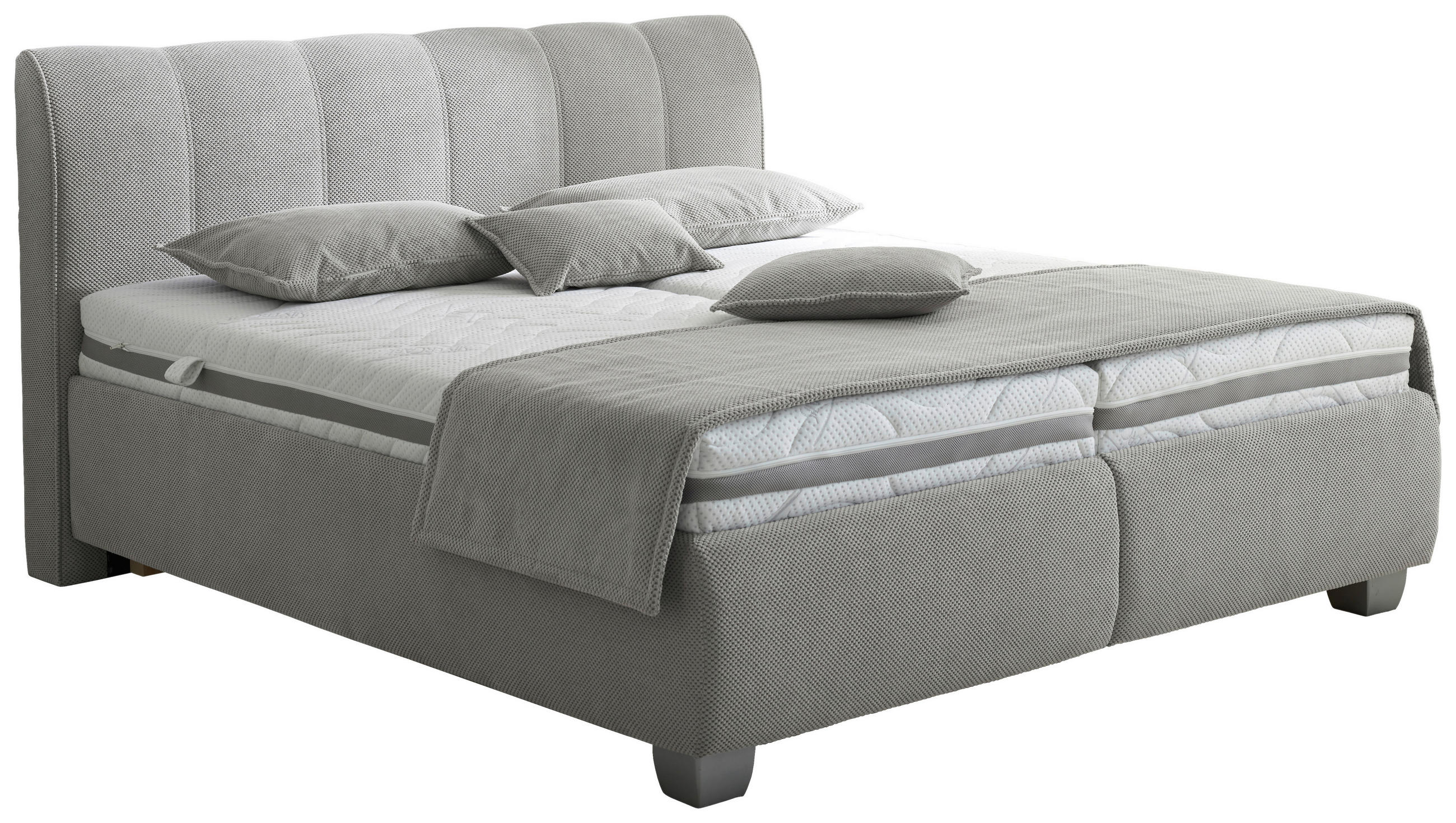 POLSTERBETT 180/200 cm,  in Grau, Bettkasten, Matratzen,  - Silberfarben/Weiß, Design, Holz/Textil (180/200cm) - Carryhome