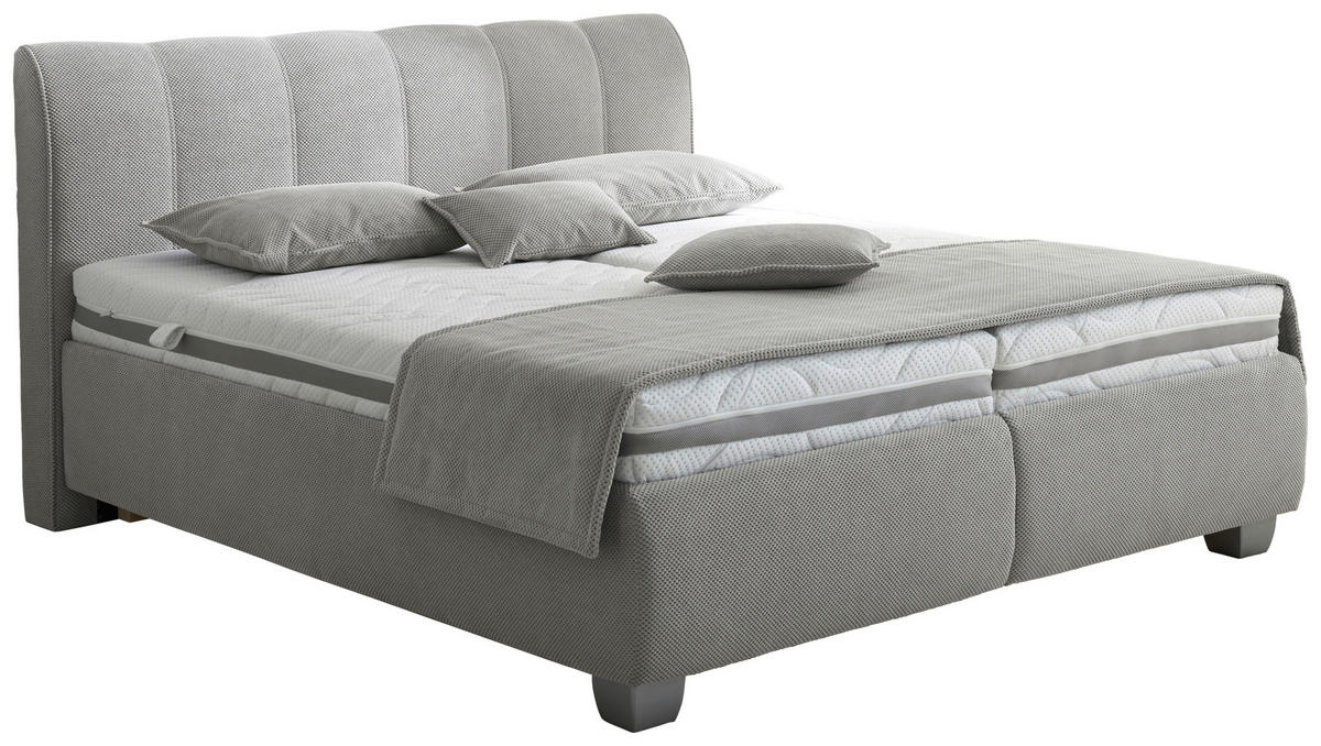 POLSTERBETT 180/200 cm,  in Grau, Bettkasten, Matratzen,  - Silberfarben/Weiß, Design, Holz/Textil (180/200cm) - Carryhome