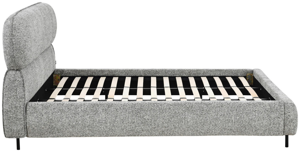 POLSTERBETT 180/200 cm,  in Eichefarben, gepolstertes Kopfteil, Lattenrost,  - Eichefarben/Schwarz, Design, Holz/Textil (180/200cm) - Boxxx